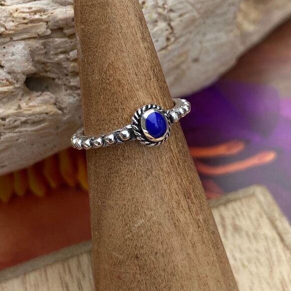 Lapis Bali Style Sterling Silver Toe Ring Midi Ring - Picture 2 of 4